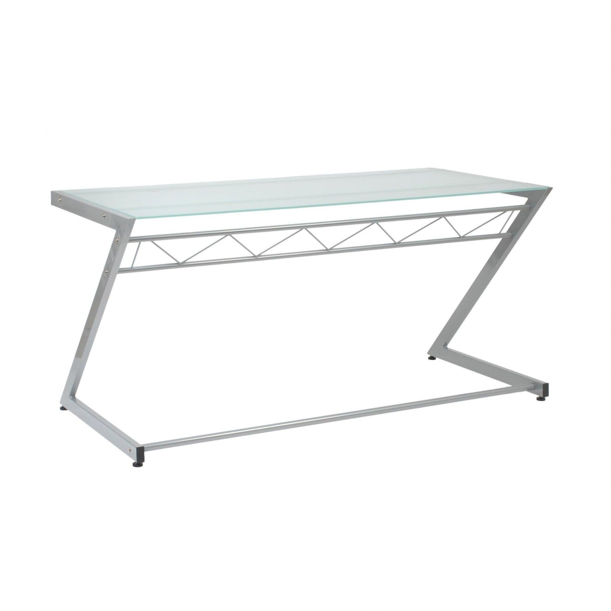 Contemporary Chrome and Frosted Glass Desk - AFS