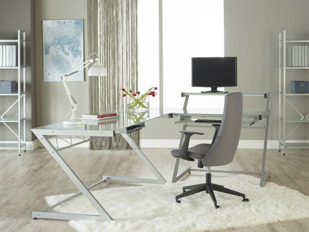 Contemporary Chrome and Frosted Glass Desk - AFS