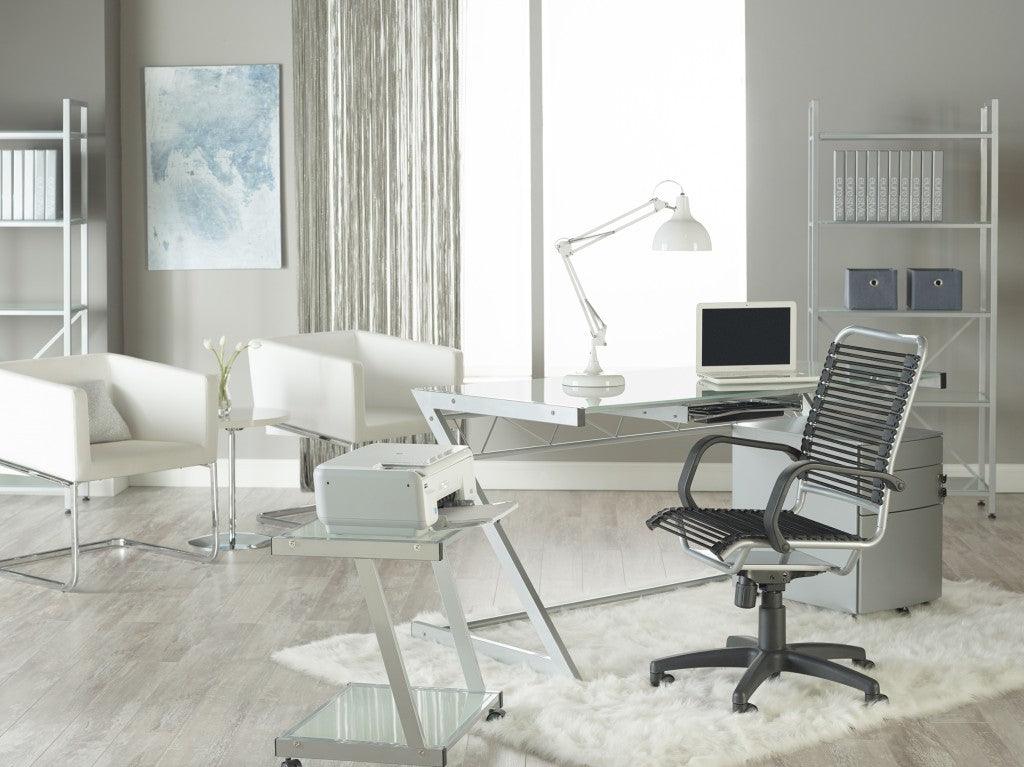 Contemporary Chrome and Frosted Glass Desk - AFS