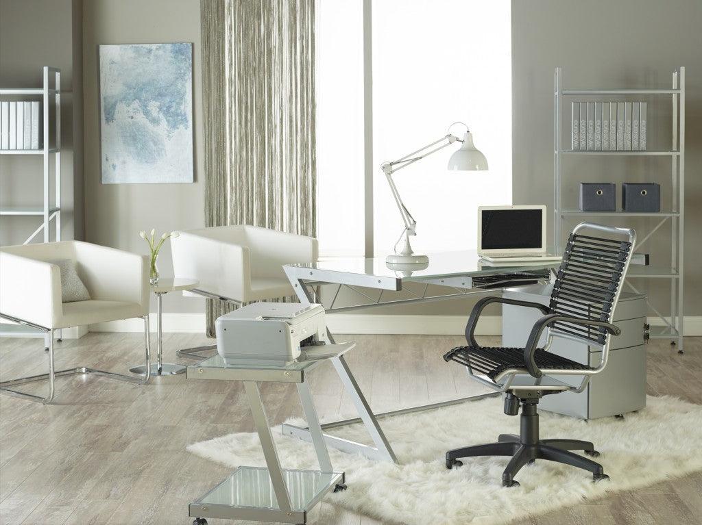 Contemporary Chrome and Frosted Glass Desk - AFS