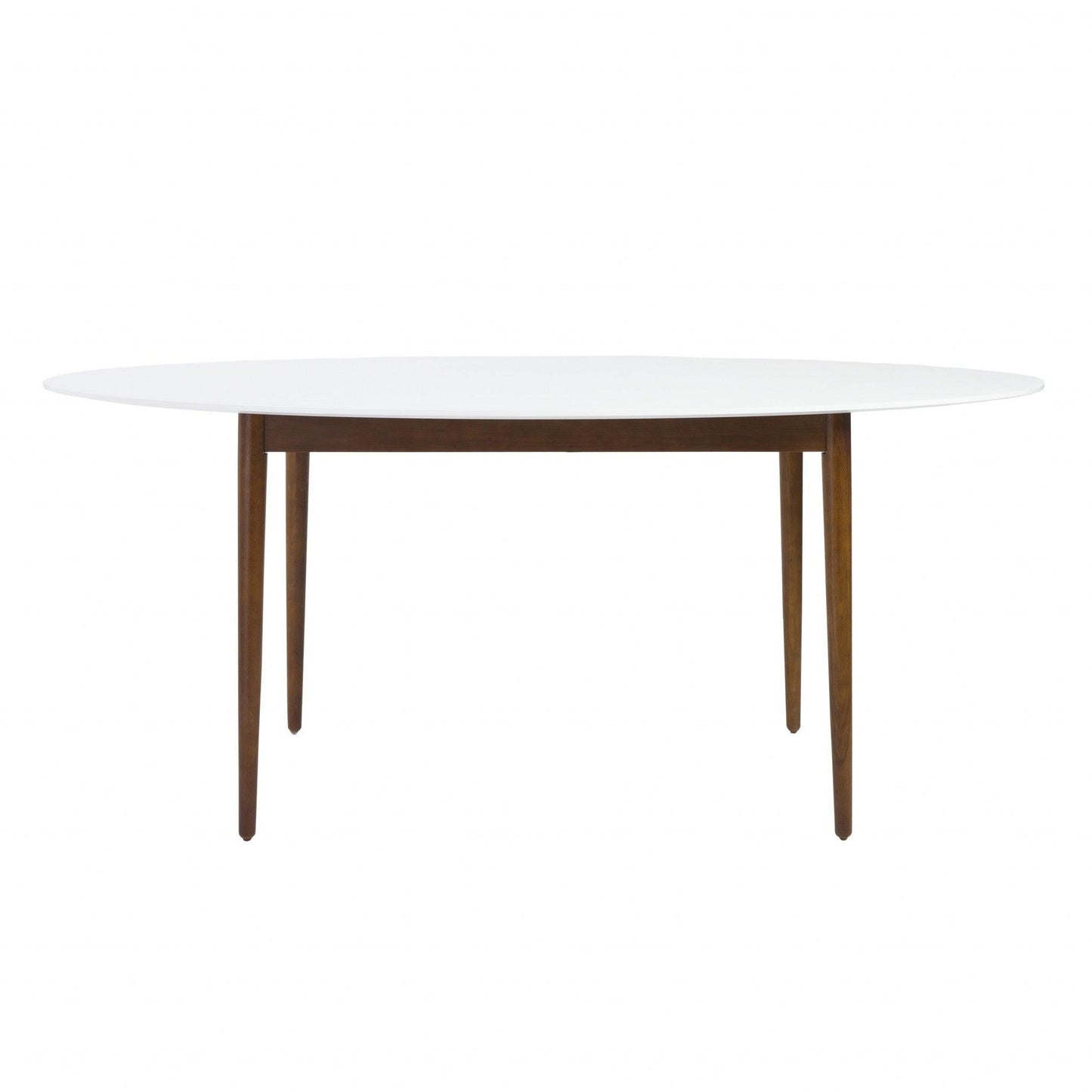 Modern Walnut and White Oval Dining Table - AFS