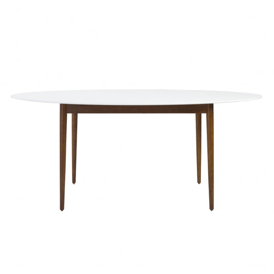 Modern Walnut and White Oval Dining Table - AFS