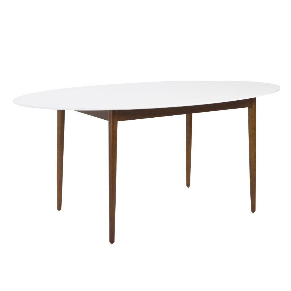 Modern Walnut and White Oval Dining Table - AFS