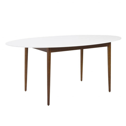 Modern Walnut and White Oval Dining Table - AFS