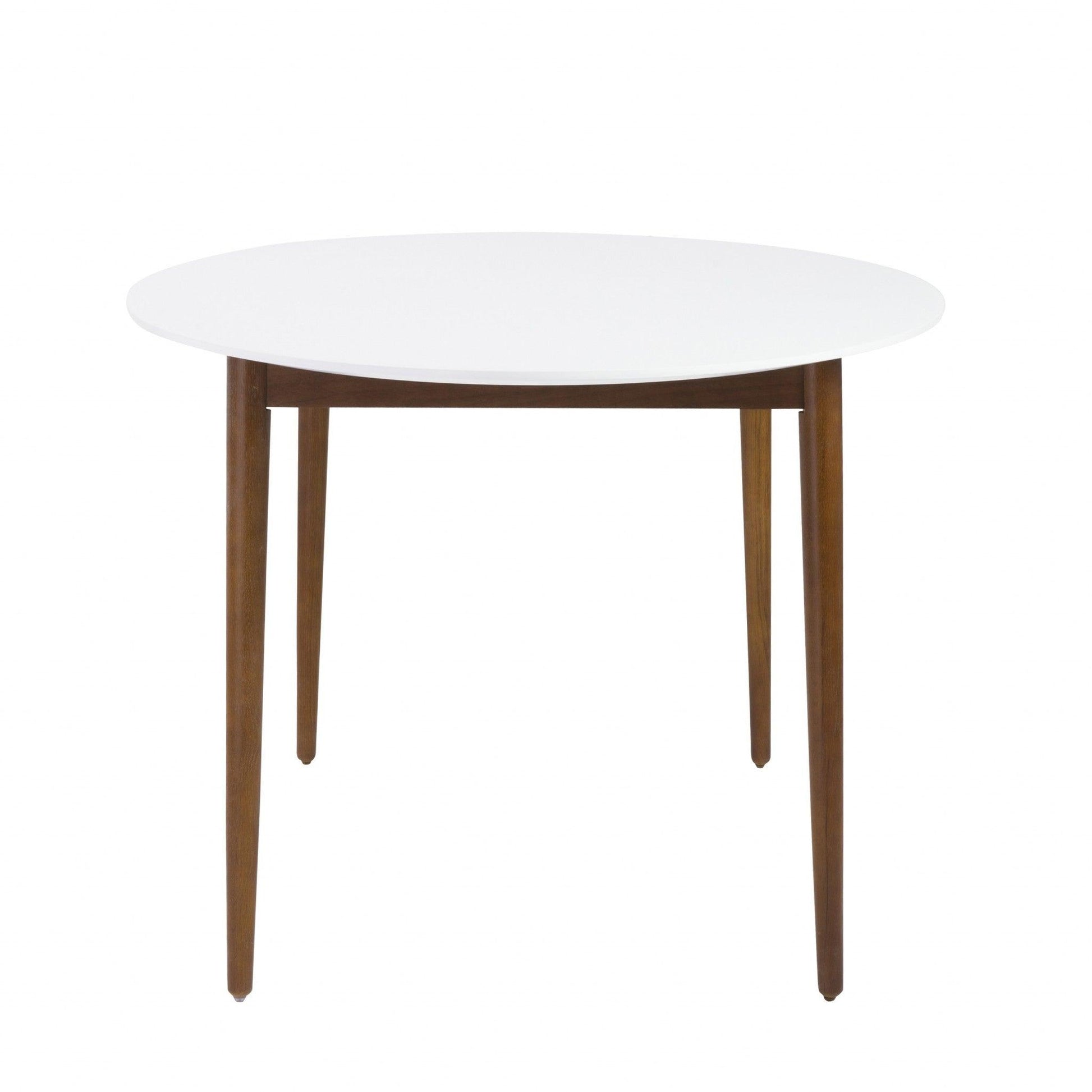 Modern Walnut and White Oval Dining Table - AFS