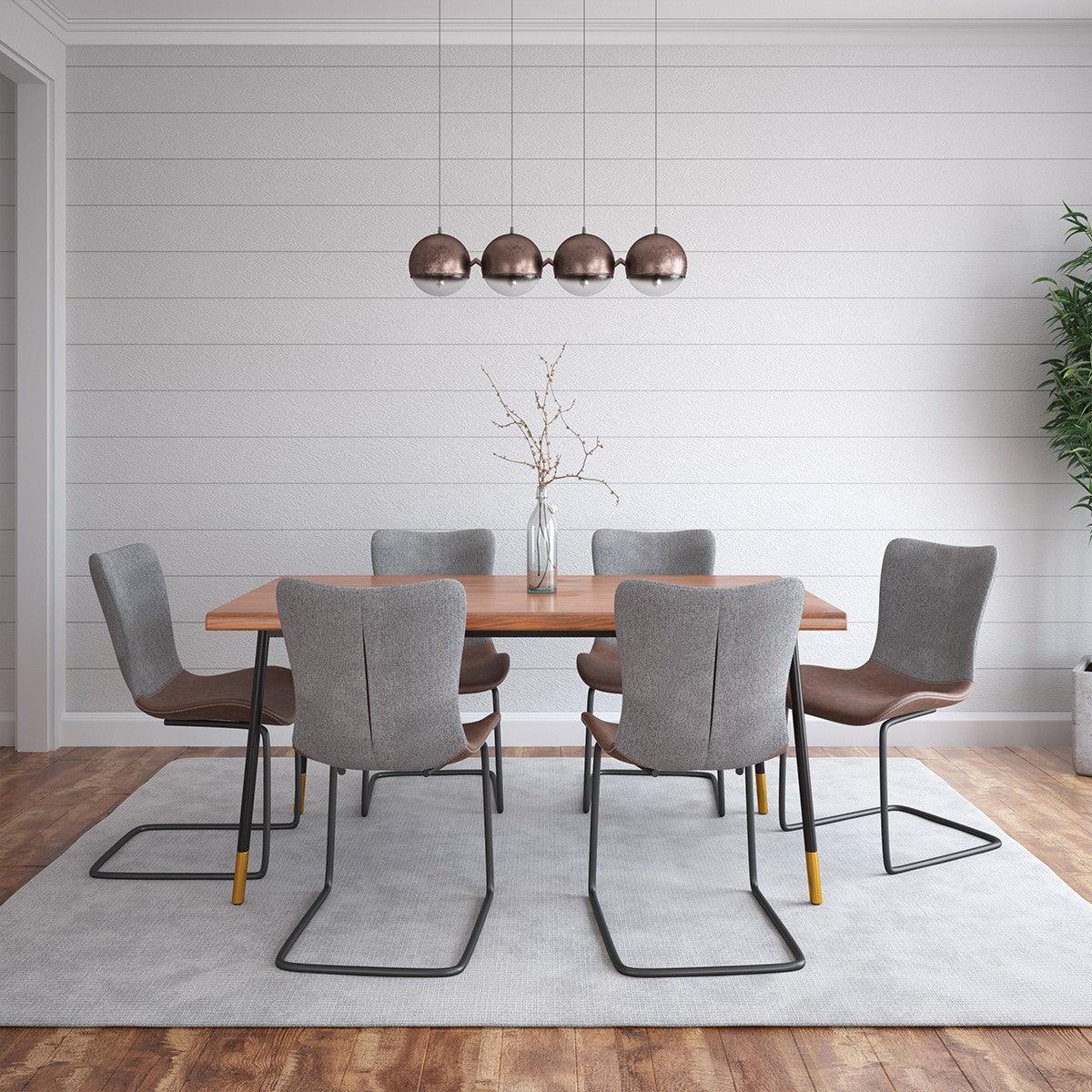 Brown Wood Dining Table with Black Steel Legs - AFS