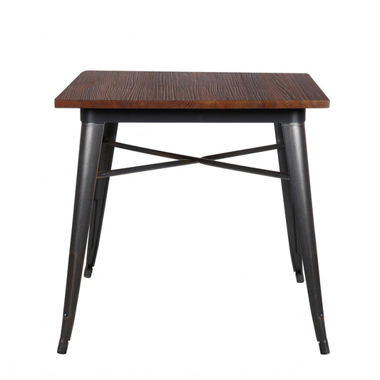 Mod Industrial Walnut and Black Square Dining Table - AFS