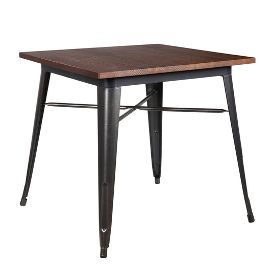 Mod Industrial Walnut and Black Square Dining Table - AFS