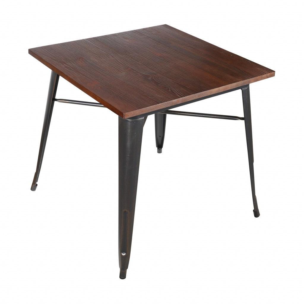 Mod Industrial Walnut and Black Square Dining Table - AFS