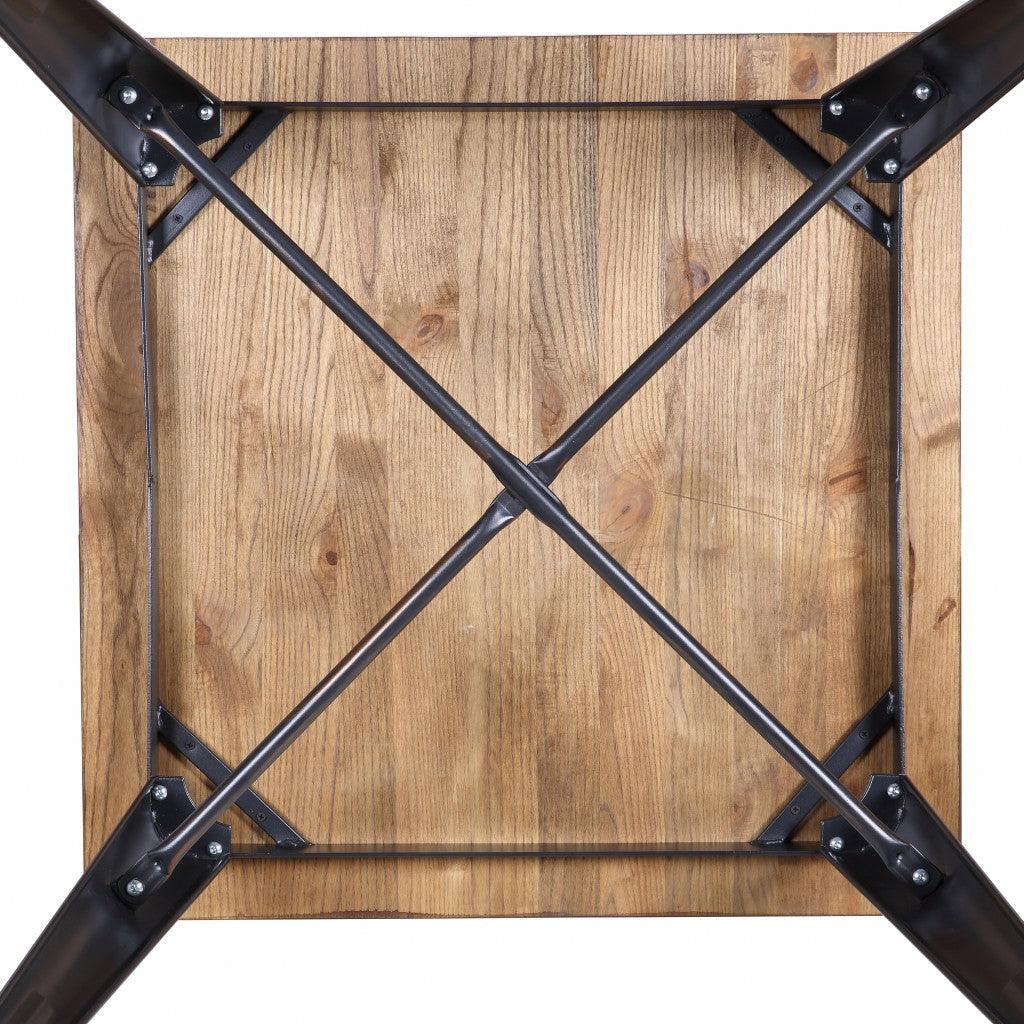 Mod Industrial Walnut and Black Square Dining Table - AFS