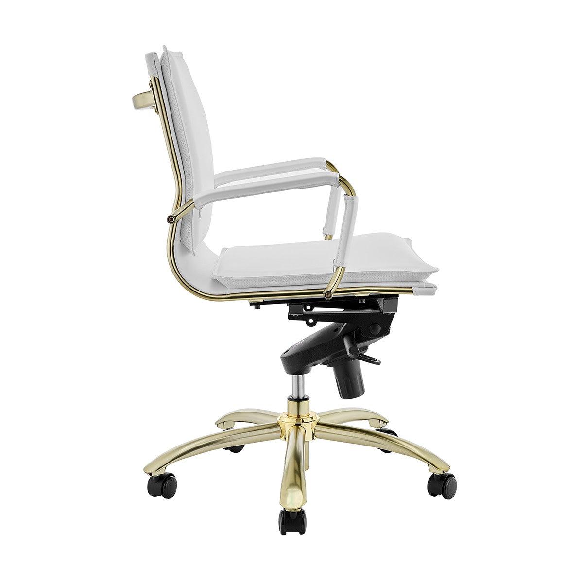 Corner Office White and Gold Low Back Office Chair - AFS