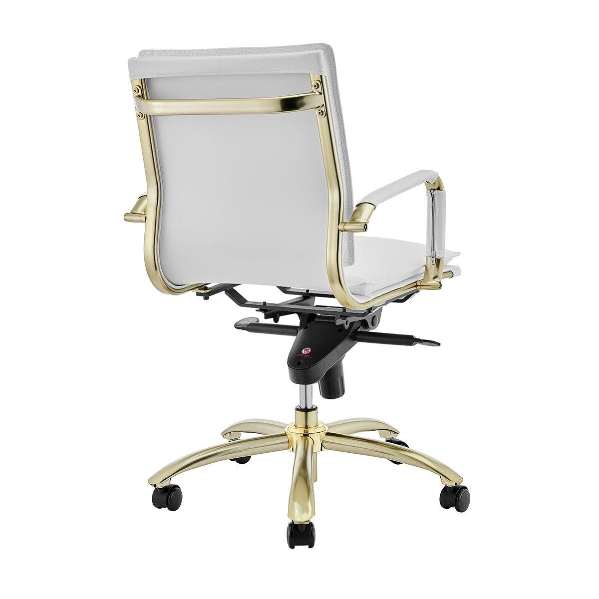 Corner Office White and Gold Low Back Office Chair - AFS