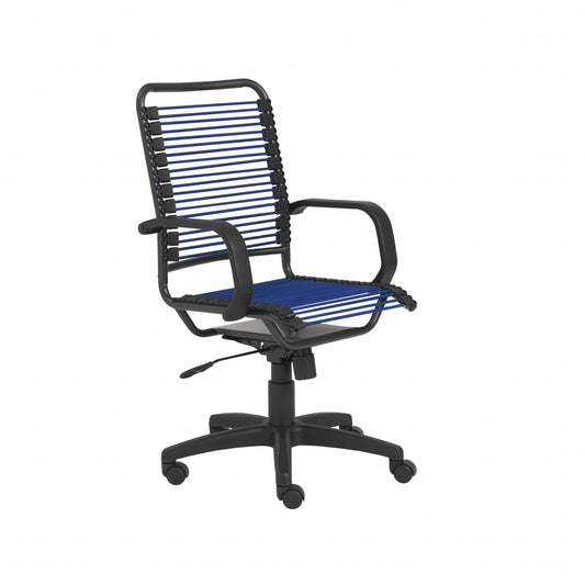 43" Black and Blue Round Bungee Cord High Back Office Chair - AFS