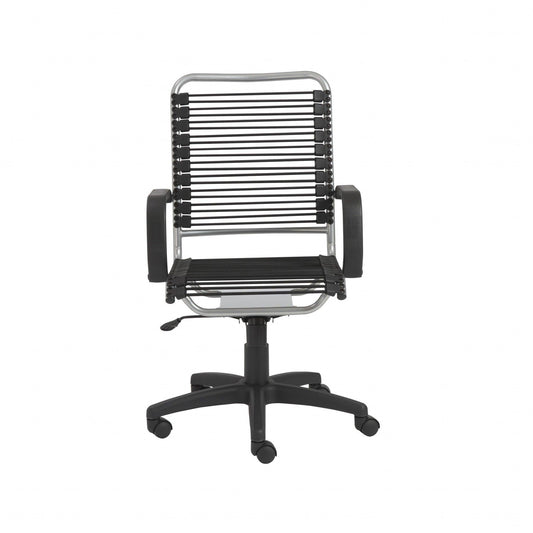 43" Chrome and Black Round Bungee Cord High Back Office Chair - AFS