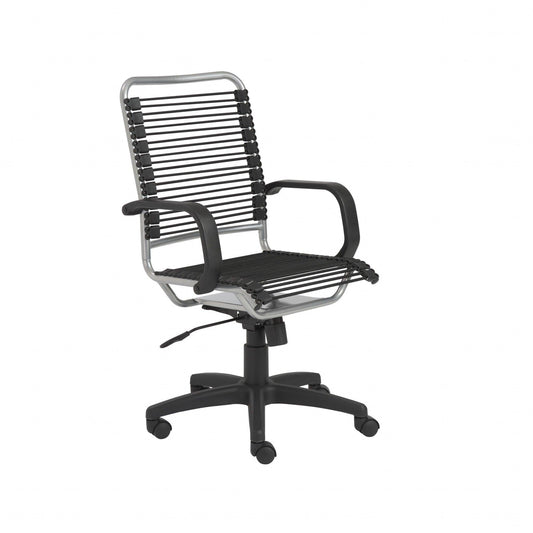 43" Chrome and Black Round Bungee Cord High Back Office Chair - AFS