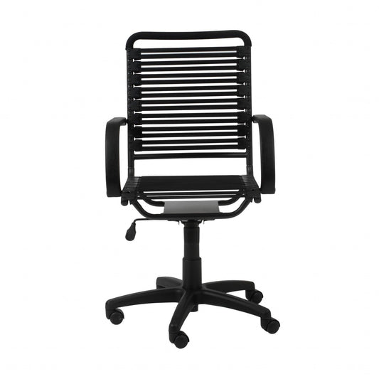 45" All Black Flat Bungee Cord High Back Office Chair - AFS