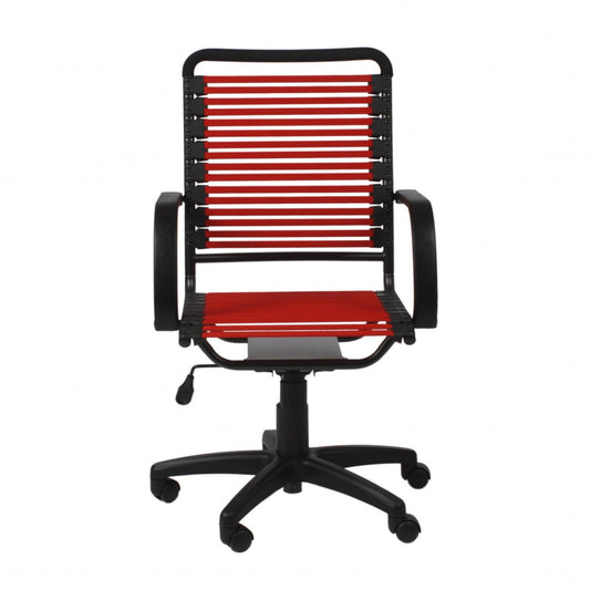 45" Black and Red Flat Bungee Cord High Back Office Chair - AFS