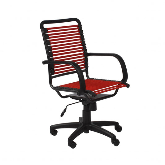 45" Black and Red Flat Bungee Cord High Back Office Chair - AFS