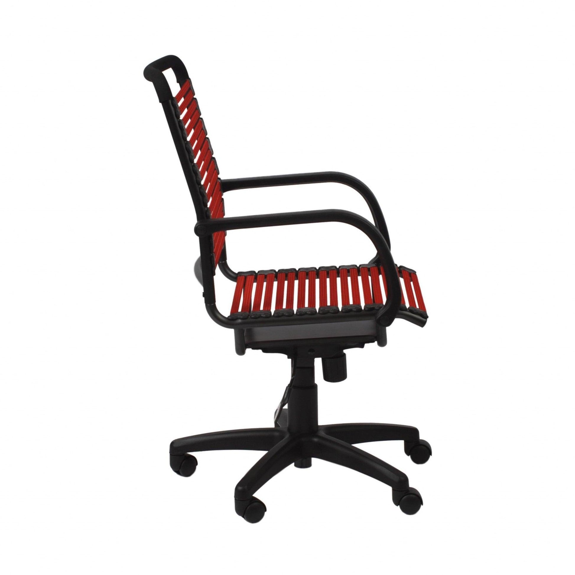45" Black and Red Flat Bungee Cord High Back Office Chair - AFS