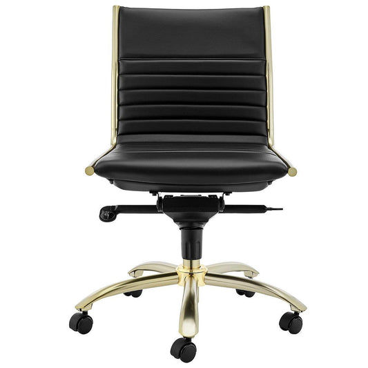 Executive Black and Gold Low Back No Arm Office Chair - AFS