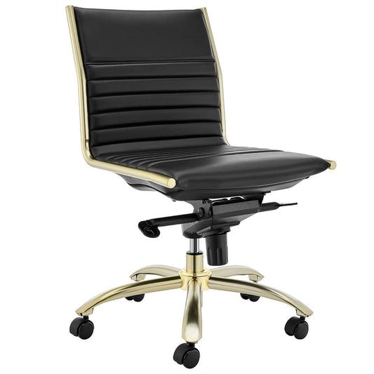 Executive Black and Gold Low Back No Arm Office Chair - AFS