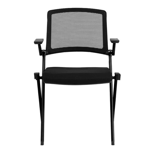 Set of Two Folding and Stacking Black Mesh Armchairs - AFS