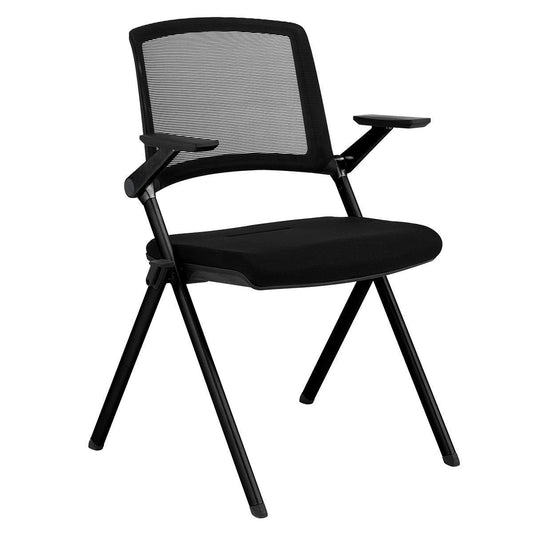 Set of Two Folding and Stacking Black Mesh Armchairs - AFS