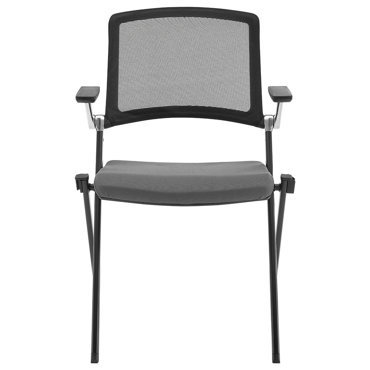 Set of Two Folding and Stacking Gray Mesh Armchairs - AFS