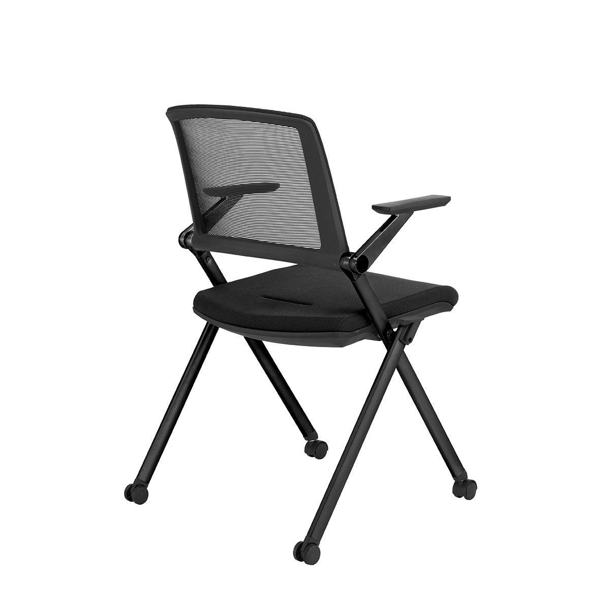 Set of Two Folding and Stacking Black Mesh Rolling Armchairs - AFS