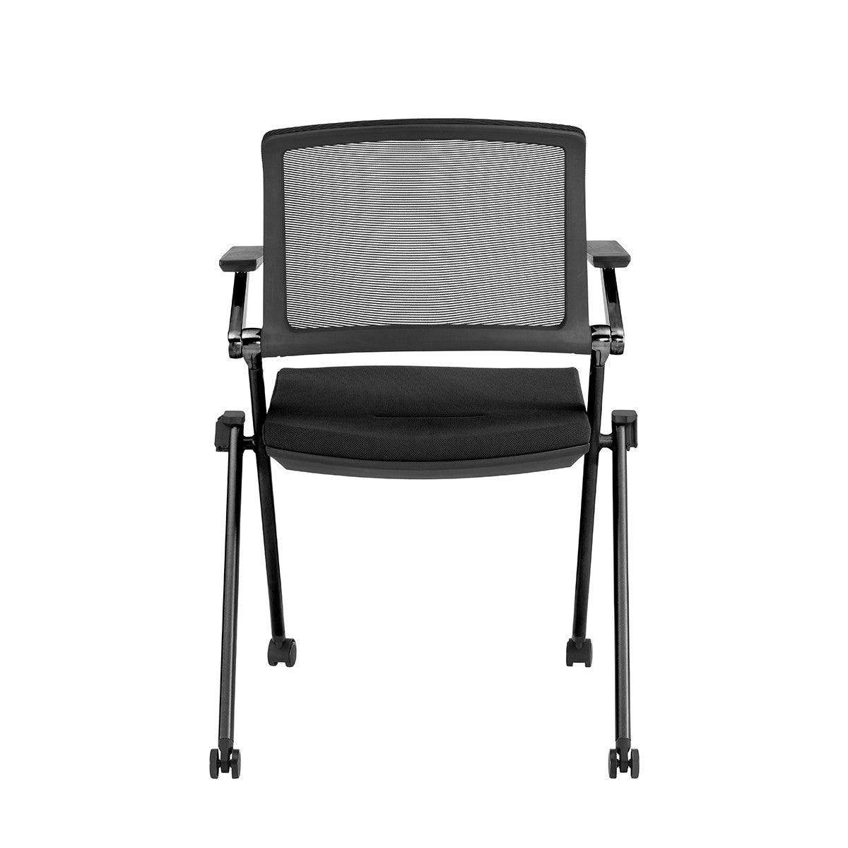 Set of Two Folding and Stacking Black Mesh Rolling Armchairs - AFS