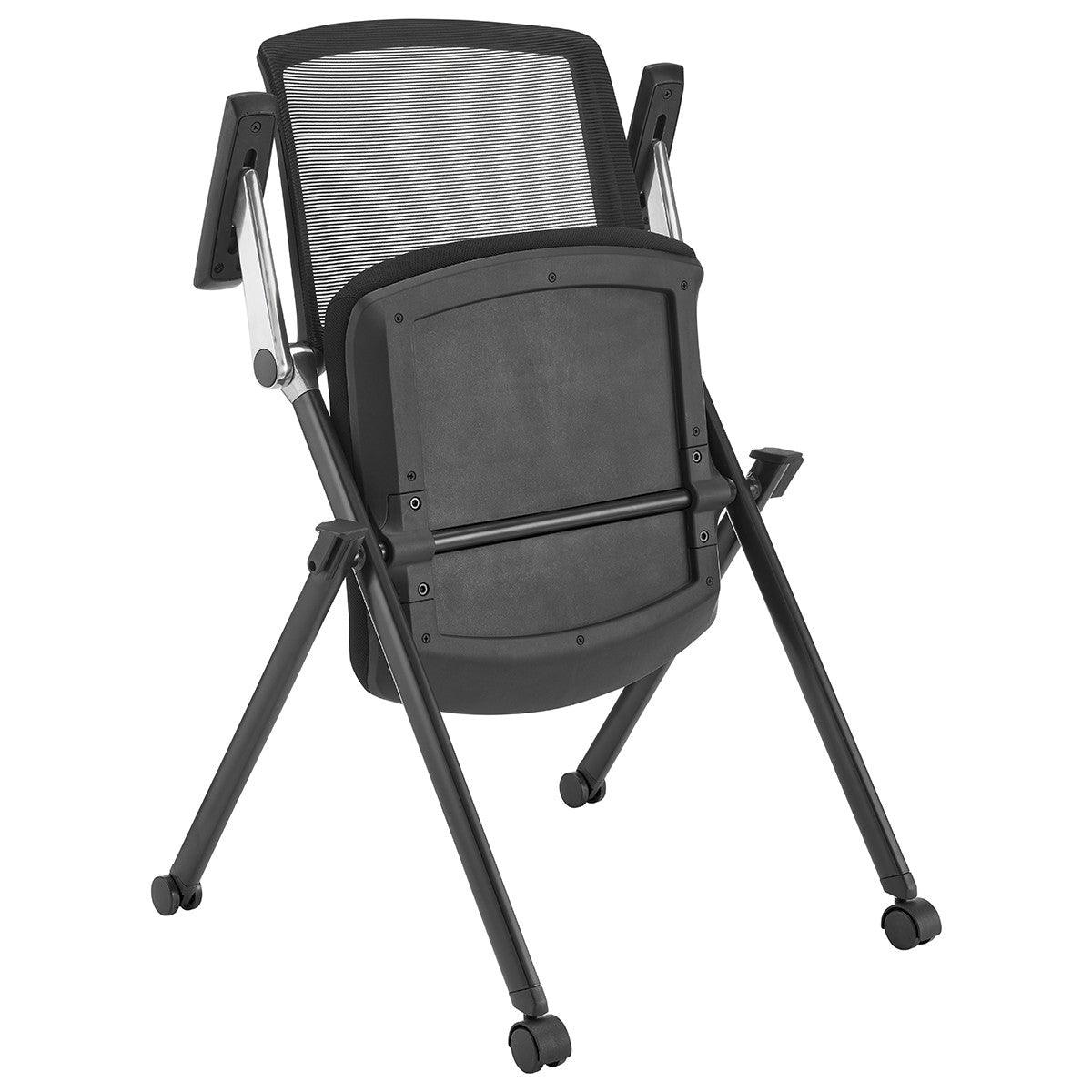 Set of Two Folding and Stacking Black Mesh Rolling Armchairs - AFS