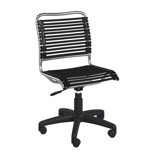 37" Black and Chrome Flat Bungee Cord Low Back Office Chair - AFS