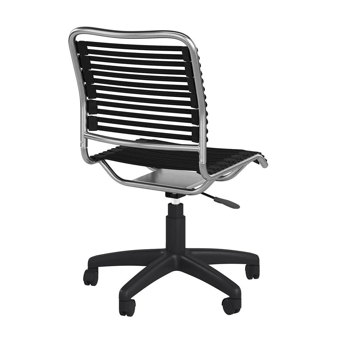 37" Black and Chrome Flat Bungee Cord Low Back Office Chair - AFS