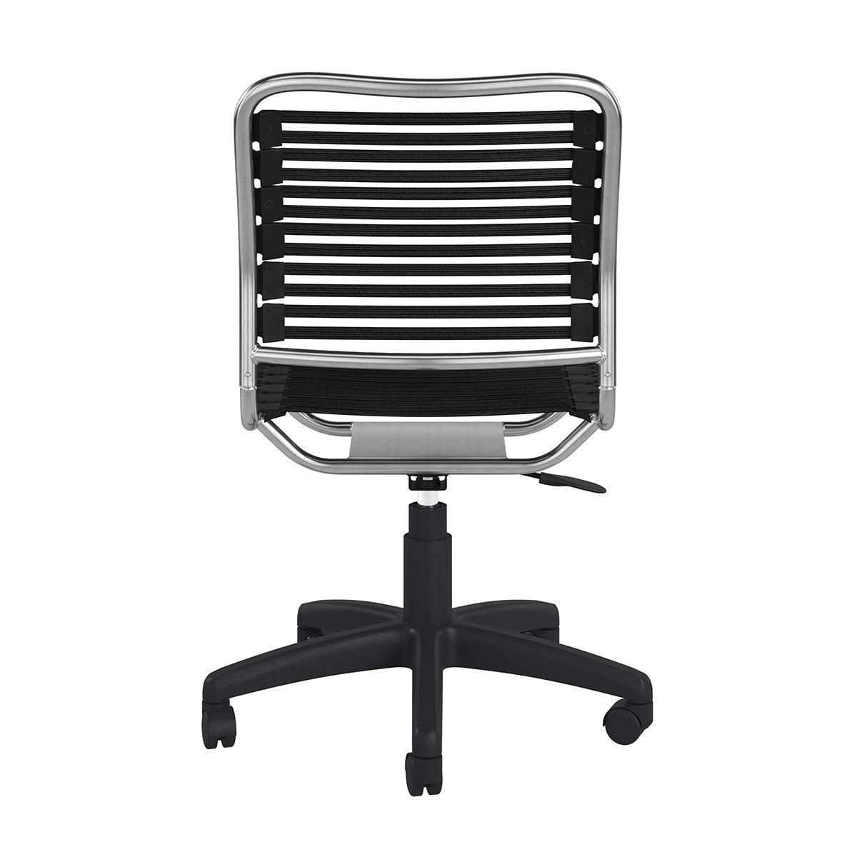 37" Black and Chrome Flat Bungee Cord Low Back Office Chair - AFS