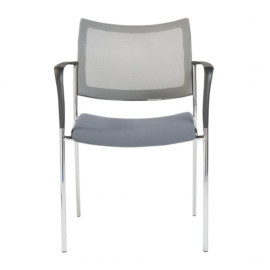 Set of Two Gray and Chrome Stacking Armchairs - AFS