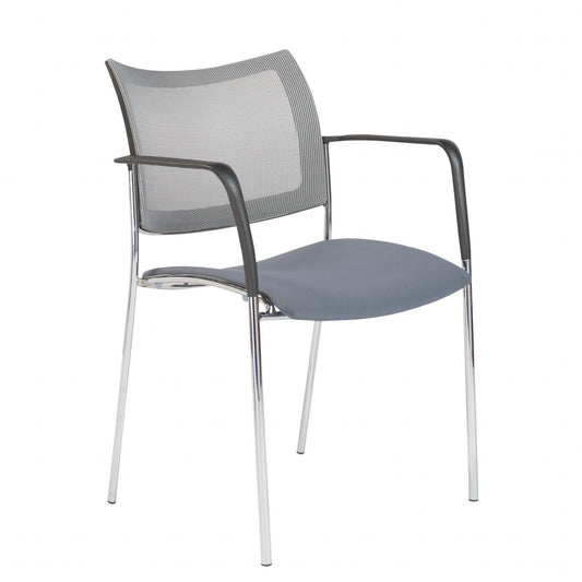 Set of Two Gray and Chrome Stacking Armchairs - AFS