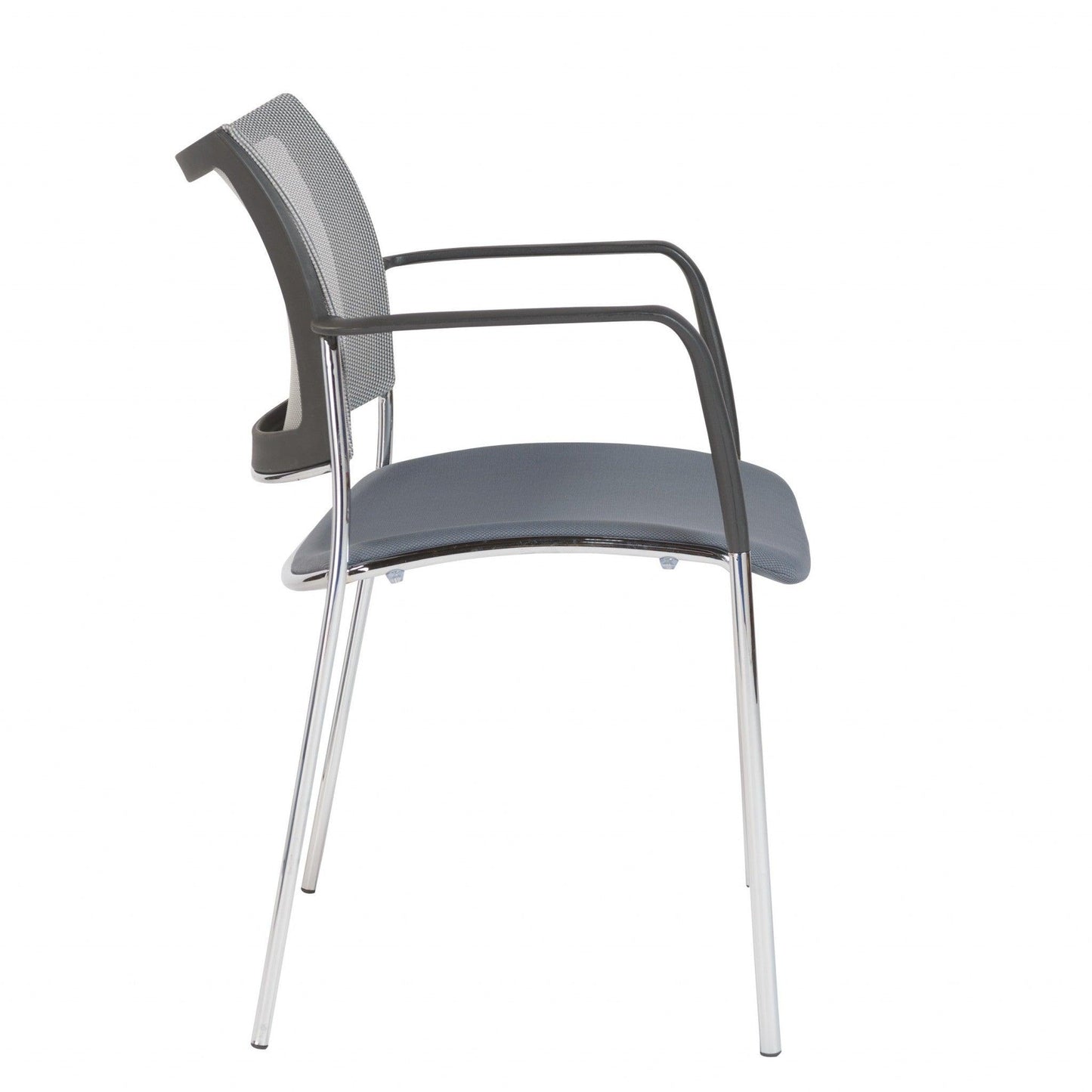 Set of Two Gray and Chrome Stacking Armchairs - AFS