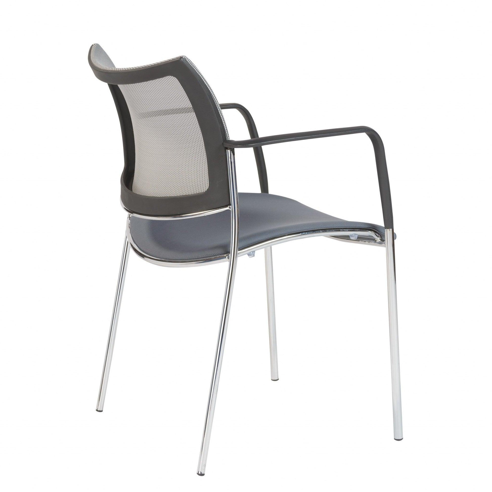 Set of Two Gray and Chrome Stacking Armchairs - AFS