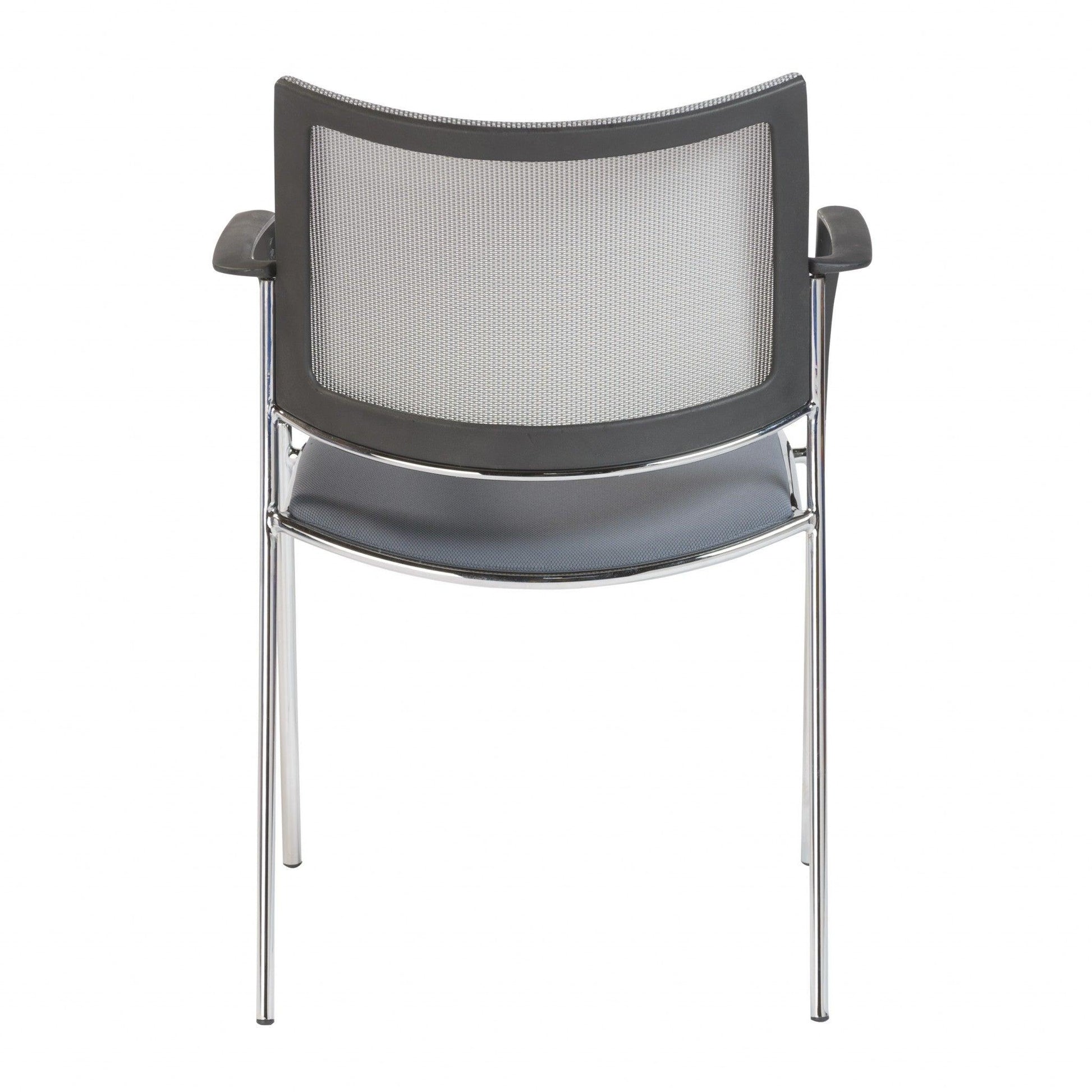 Set of Two Gray and Chrome Stacking Armchairs - AFS