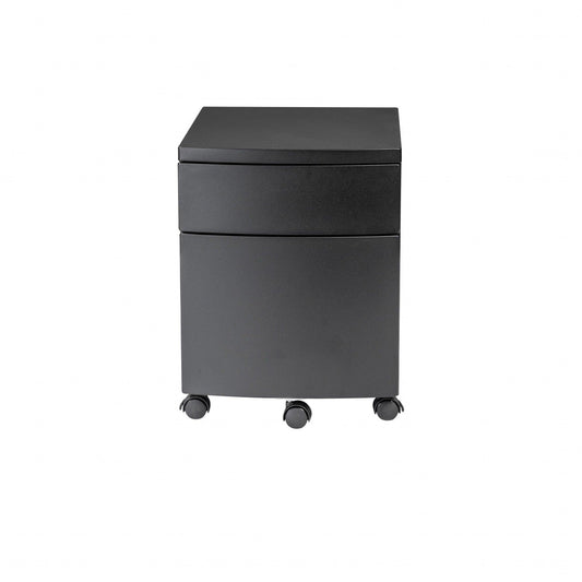 Black Two Drawer Rolling Filing Cabinet - AFS