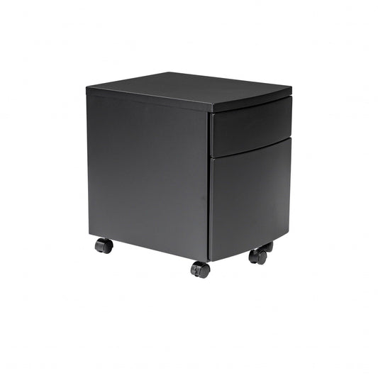 Black Two Drawer Rolling Filing Cabinet - AFS