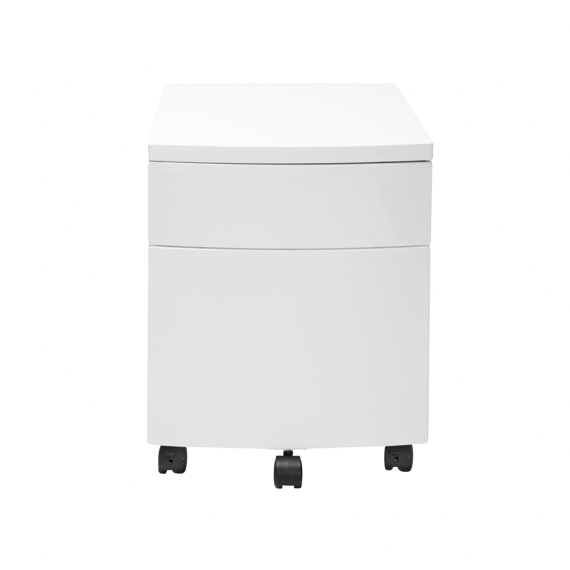 White Two Drawer Rolling Filing Cabinet - AFS