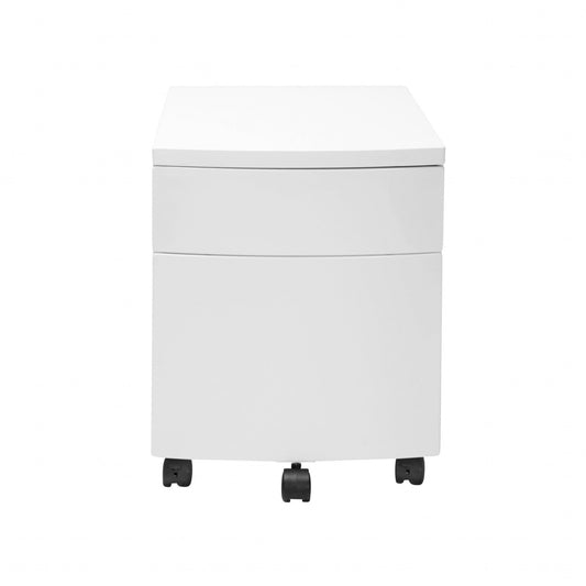 White Two Drawer Rolling Filing Cabinet - AFS