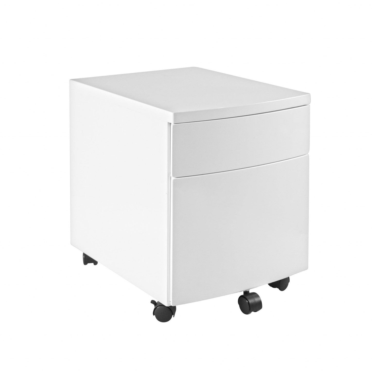 White Two Drawer Rolling Filing Cabinet - AFS