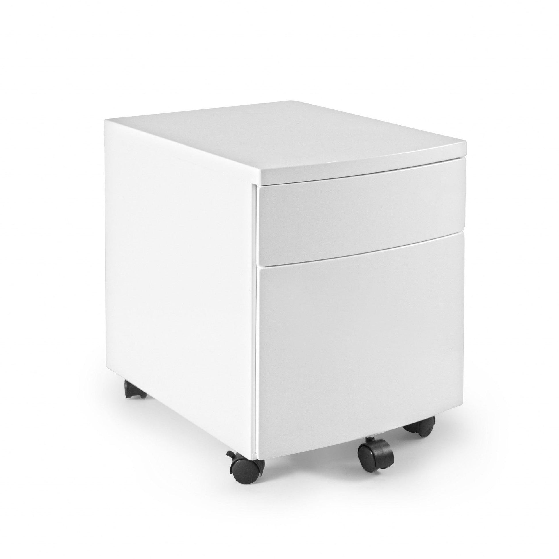 White Two Drawer Rolling Filing Cabinet - AFS