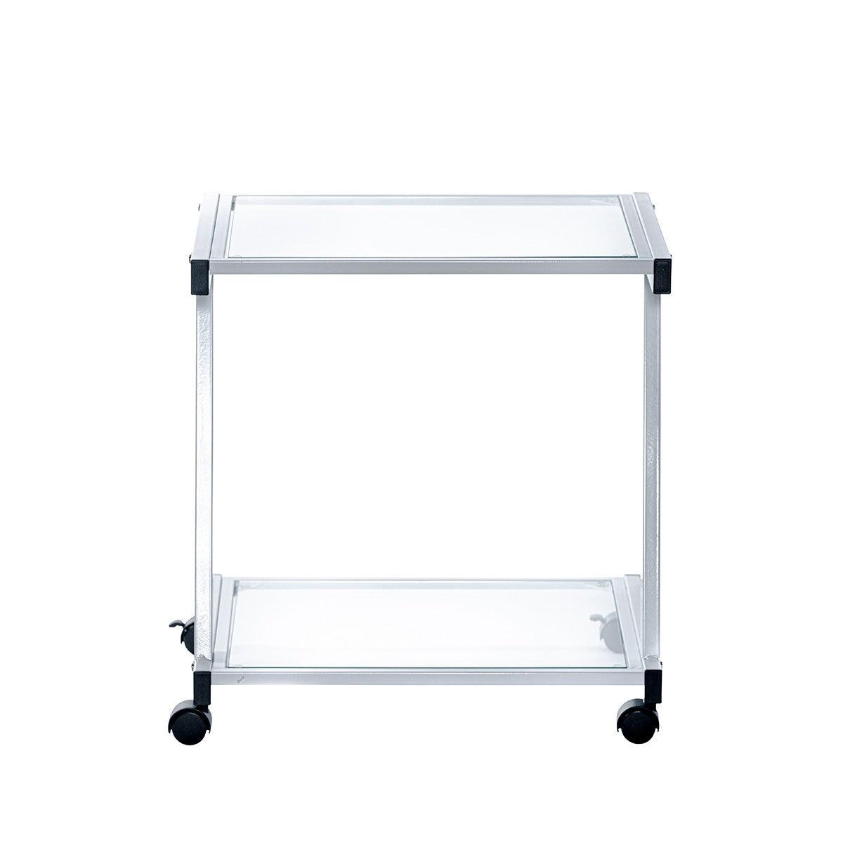 White and Clear Glass Rolling Printer Cart - AFS