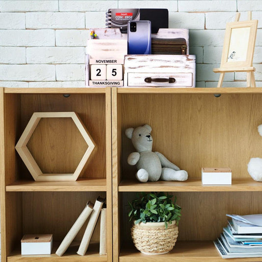 White Rustic Wood Desk or Counter Organizer - AFS