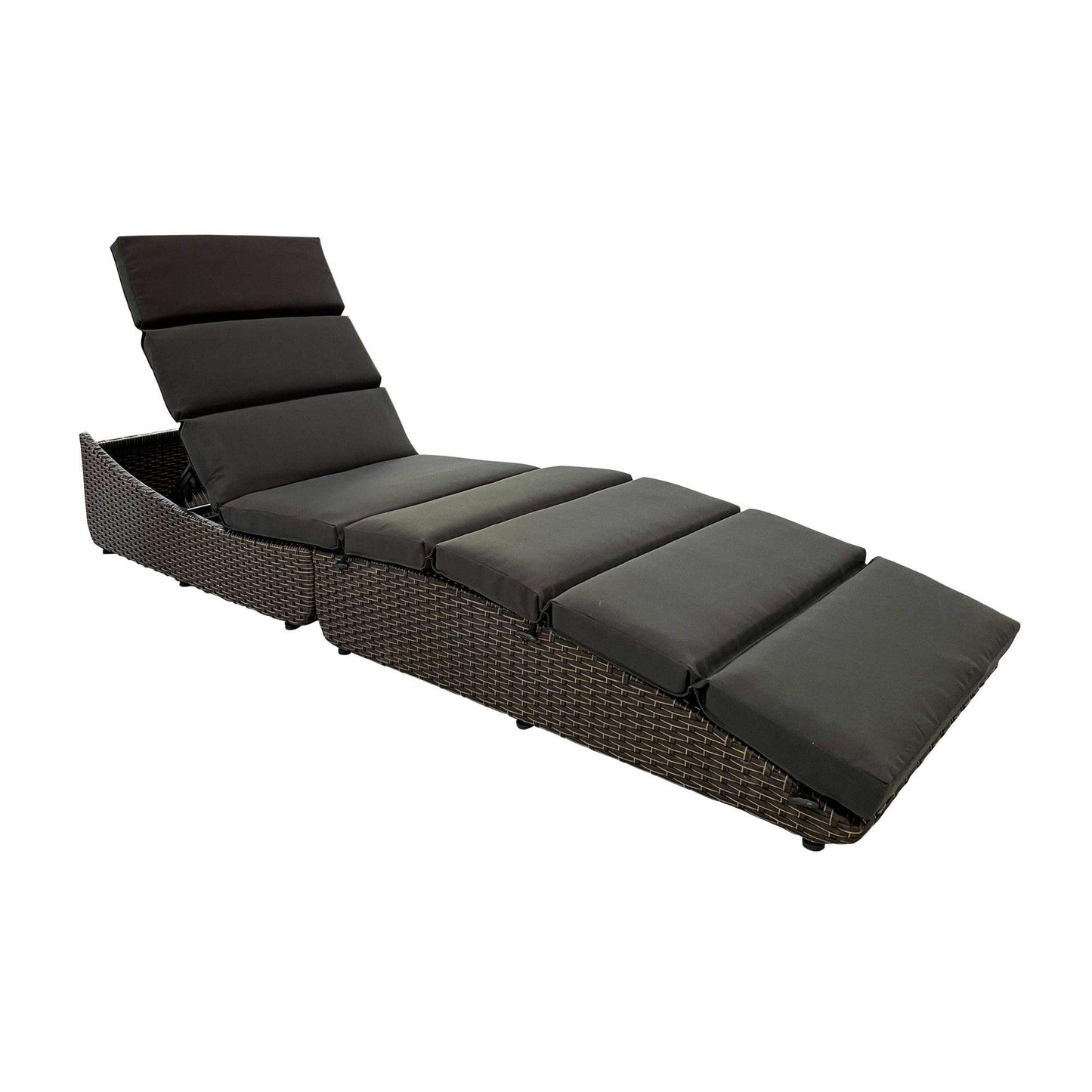 79" Faux Wicker and Dark Grey Cushions Chaise Lounge - AFS