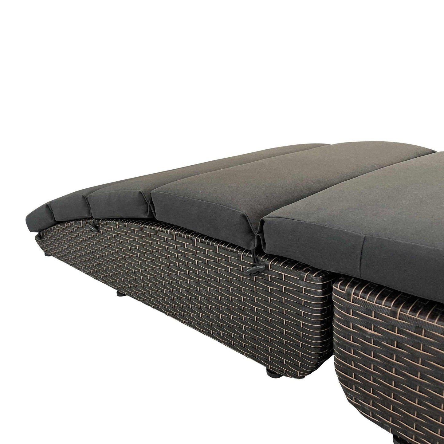 79" Faux Wicker and Dark Grey Cushions Chaise Lounge - AFS