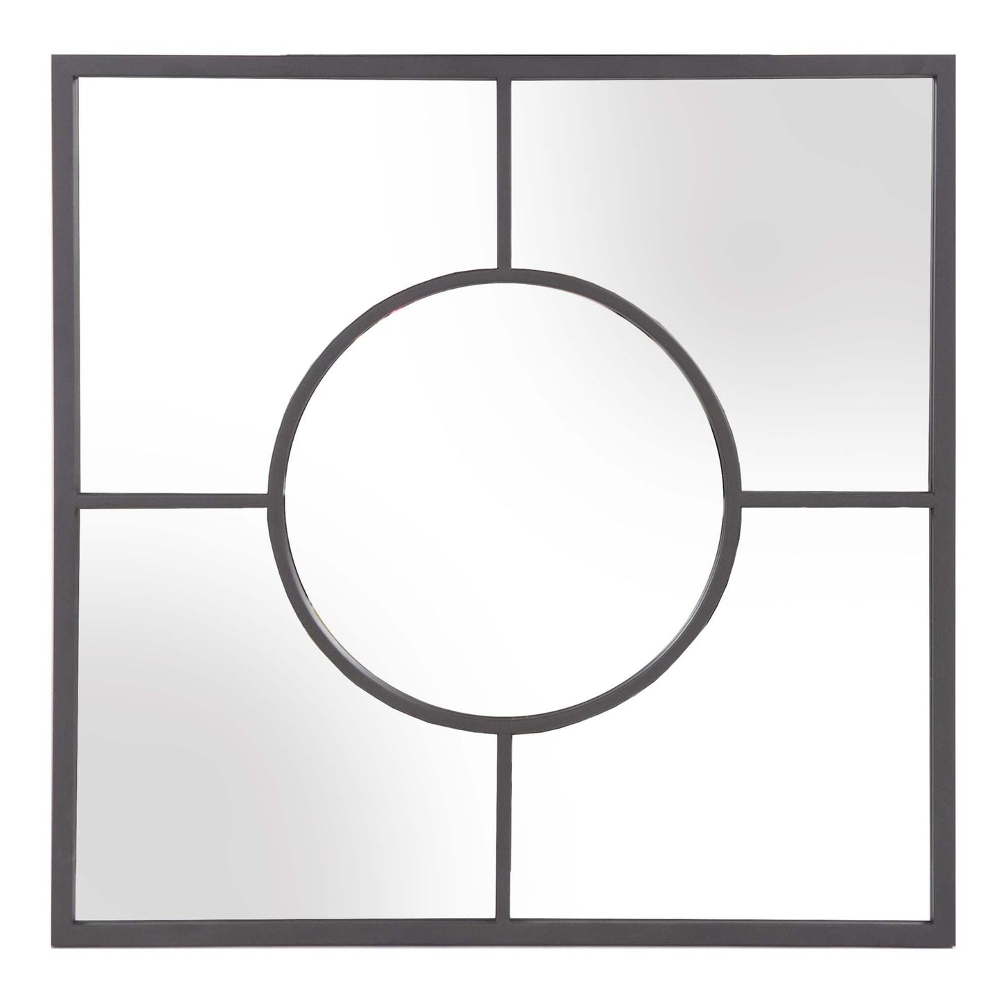 Graphite Geometric Design Square Metal Wall Mirror - AFS